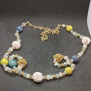 Colorful Beaded Necklace with Gold Chain